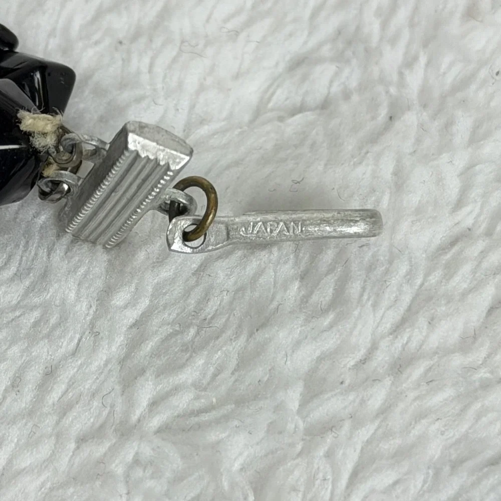Vintage Japan Double Strand Black Faceted Bead Crystal‎ Choker Necklace 14-16in